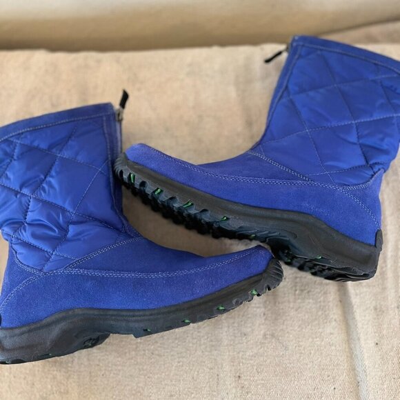 Lands' End Woman's Blue Quilted Suede Weather-Field Outdoor Winter Boots Sz 10 - Picture 7 of 11
